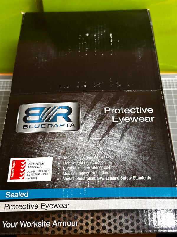 BLUE RAPTA Switch Sealed Safety Glasses - BOX of 12 - Clear Lens/Black ...