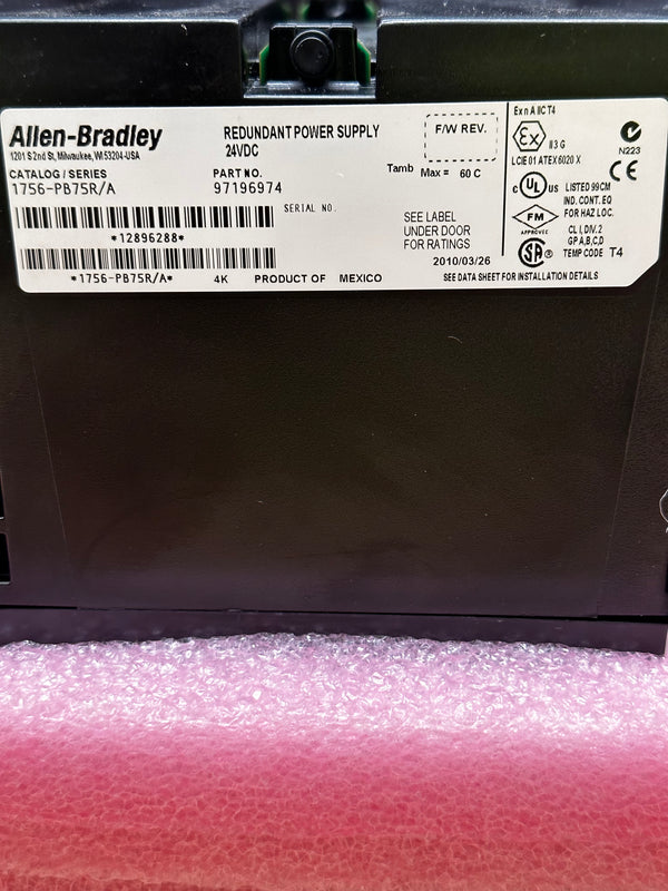 Allen Bradley 1756-PB75R ControlLogix DC Redundant Power Supply