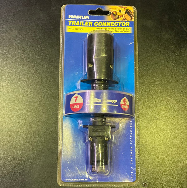 NARVA 82270BL 7 Pin Large Round Socket on Car to 6 Pin Small Round Plug on Trailer