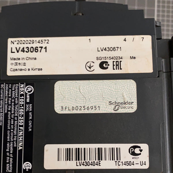 Schneider LV430671 Compact NSX160H Circuit Breaker, TMD Trip Unit 125A