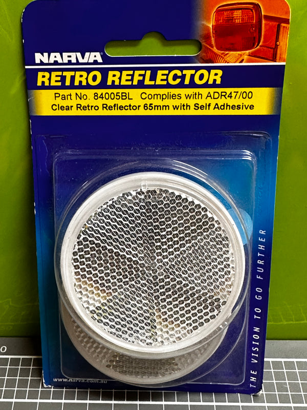 NARVA 84005BL Clear Round Retro Reflector with Self Adhesive (2) blister pack