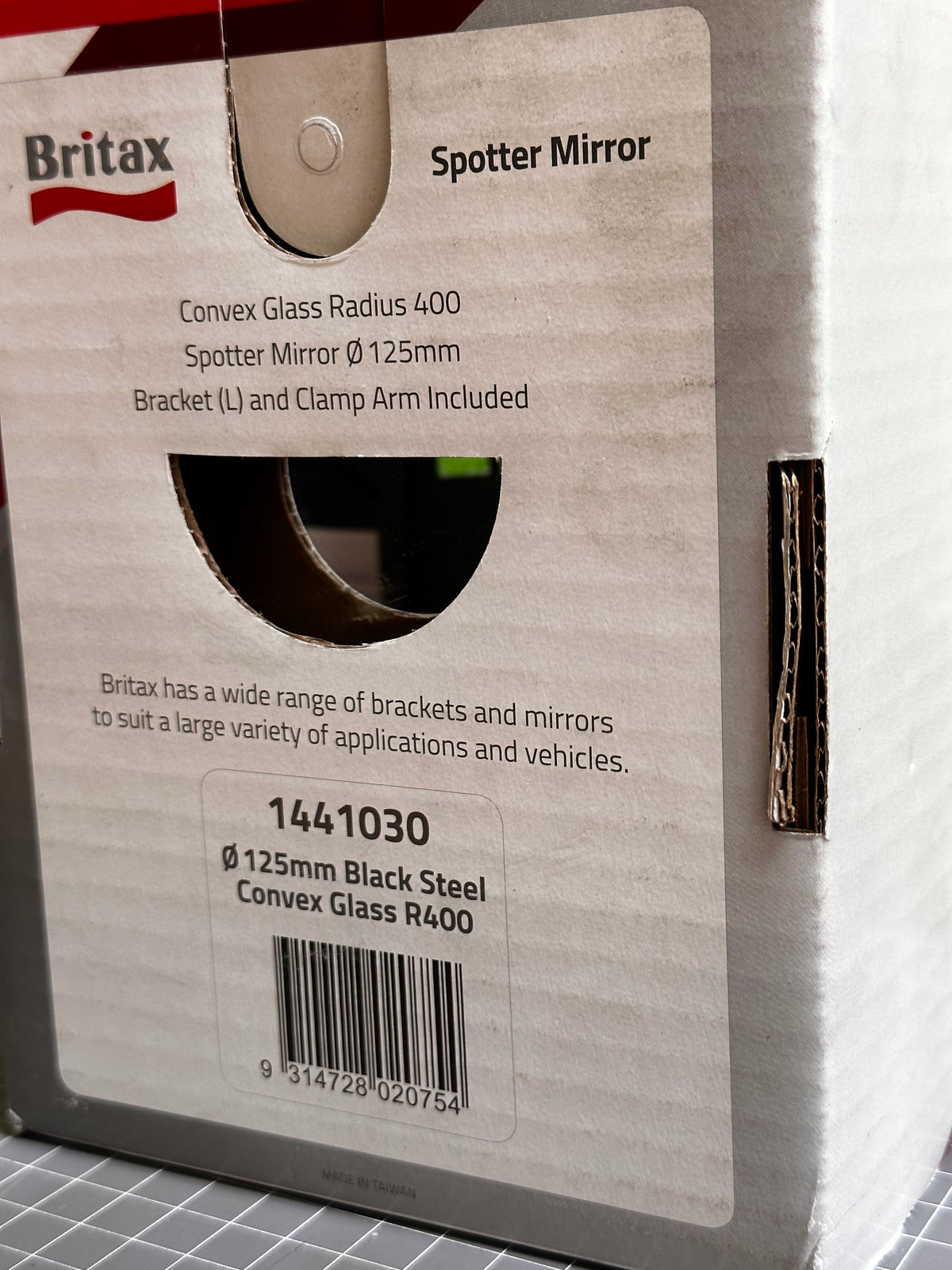 Britax 1441030 Round Spotter Mirror 125 mm — Black Steel