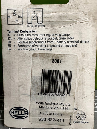 HELLA 3081 24V, 5 Pin Change Over Relay