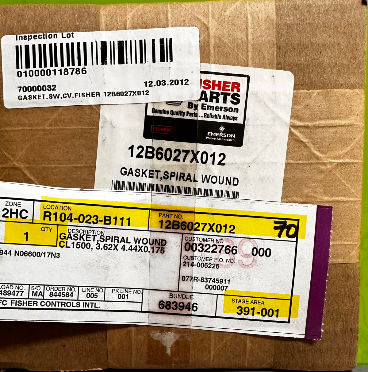 Fisher 12B6027X012 Spiral-Wound Gasket, Inconel/Graphite