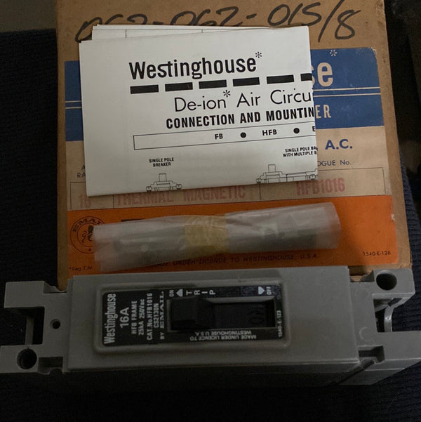 WESTINGHOUSE AB DE ION CIRCUIT BREAKER HFB1016