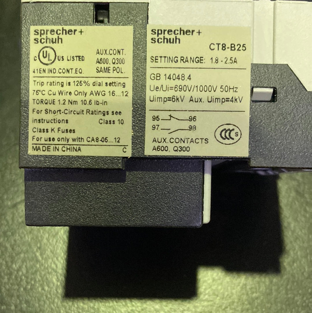 Sprecher + Schuh CT8-B25 Thermal Overload Relay