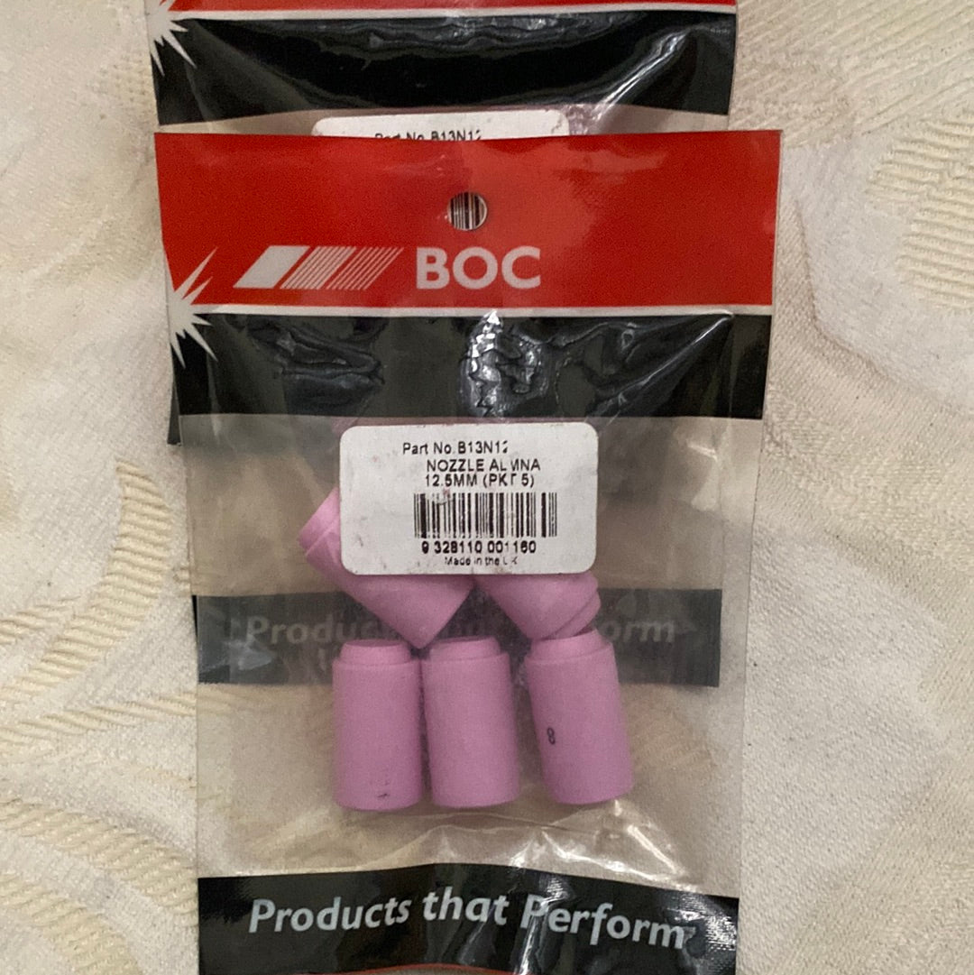 BOC B13N12 Ceramic TIG Gas Nozzles, 12.5 mm — Pack of 5