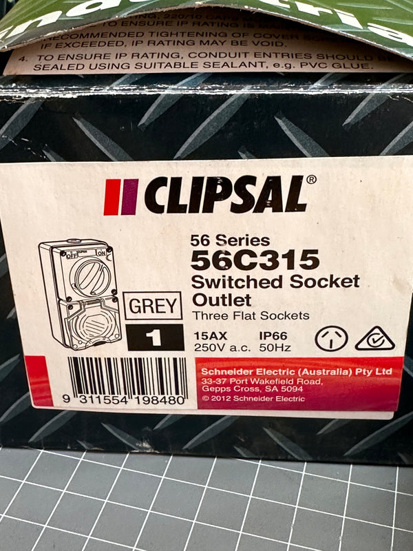 CLIPSAL 56 Series, Switched Socket Outlet, 56C315