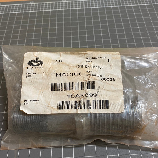 Mack 18AX899 Genuine Truck Wheel Stud (1"-14NS/1-5/16"-12NX4-9/16")