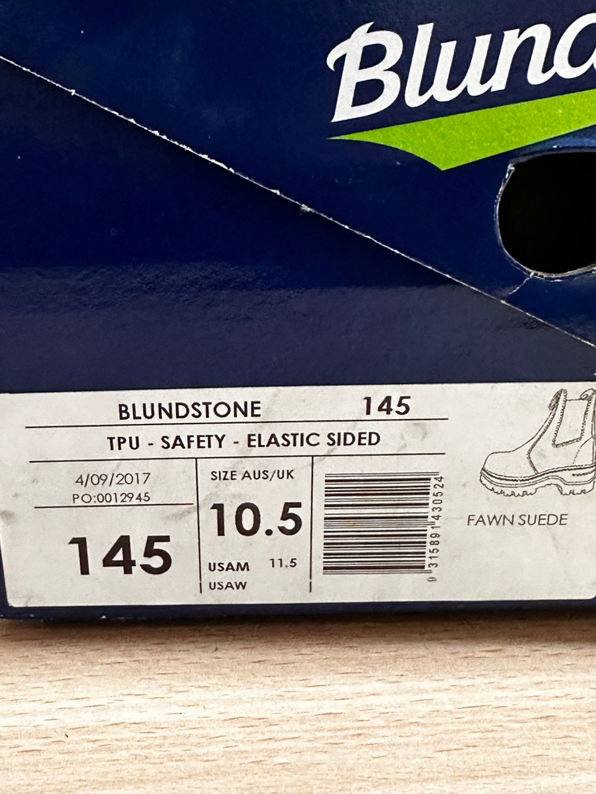 Blundstone 145 Fawn Suede Elastic-Sided Safety Boots, Size 10.5 Only