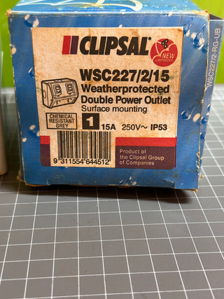CLIPSAL Weathershield, Twin Switch Socket Outlet WSC227/2/15