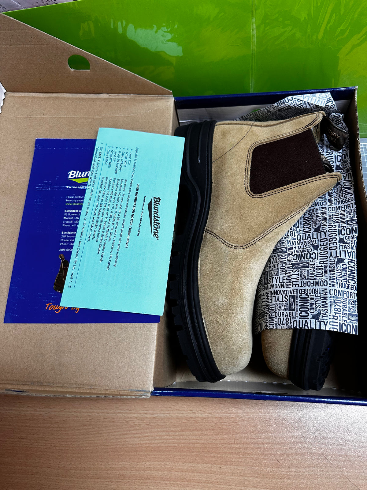 Blundstone 145 Fawn Suede Elastic-Sided Safety Boots, Size 10.5 Only