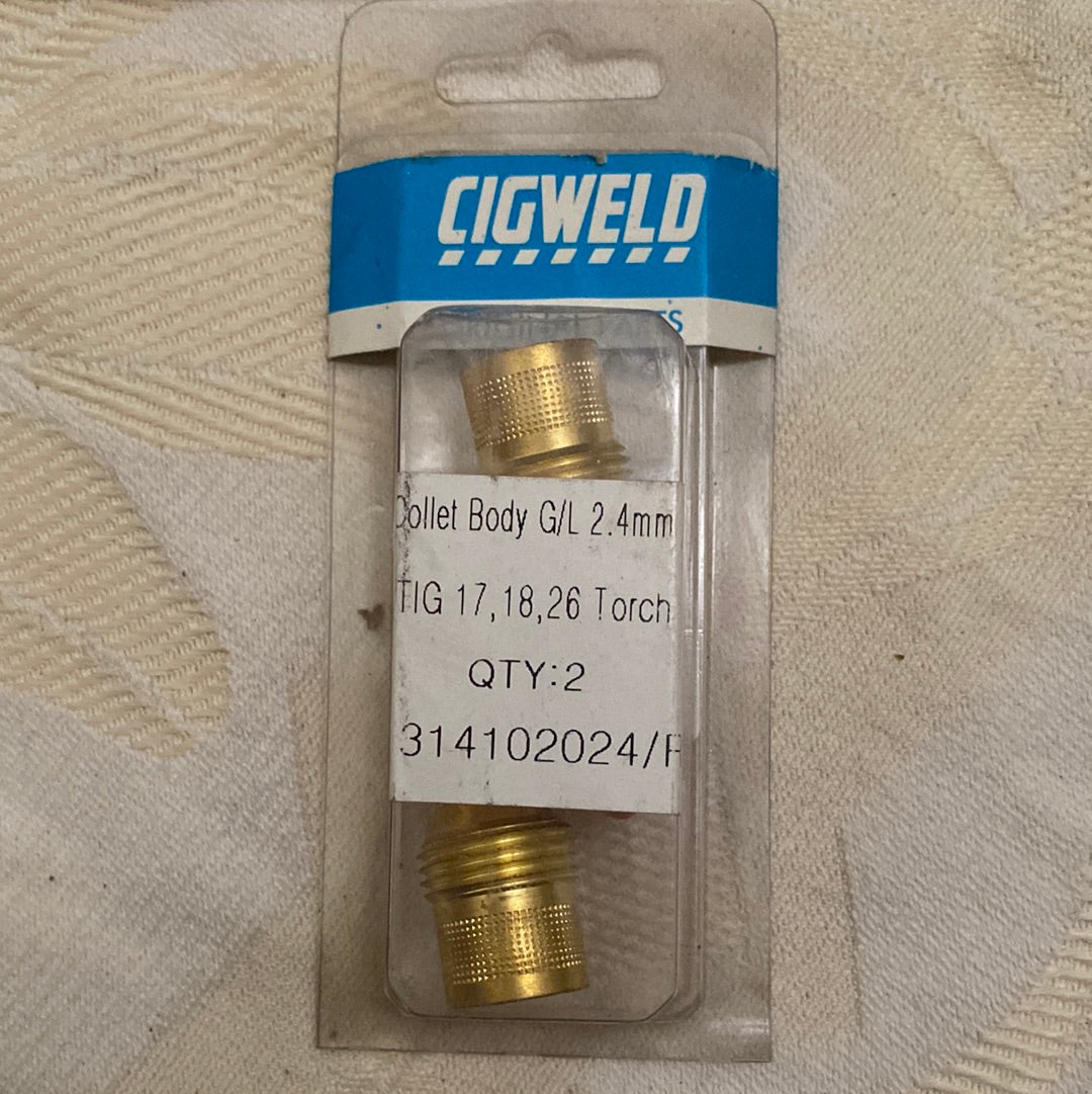Cigweld 314102024/R TIG Gas-Lens Collet Bodies 2.4 mm – Pack of 2