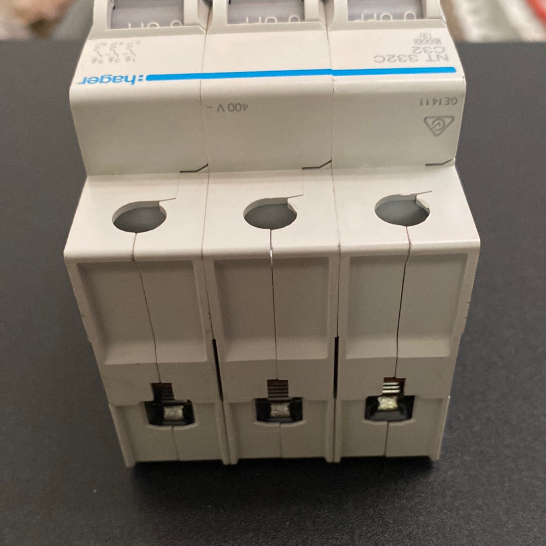 Hager NT332C C-32A 3 Pole Miniature Circuit Breaker