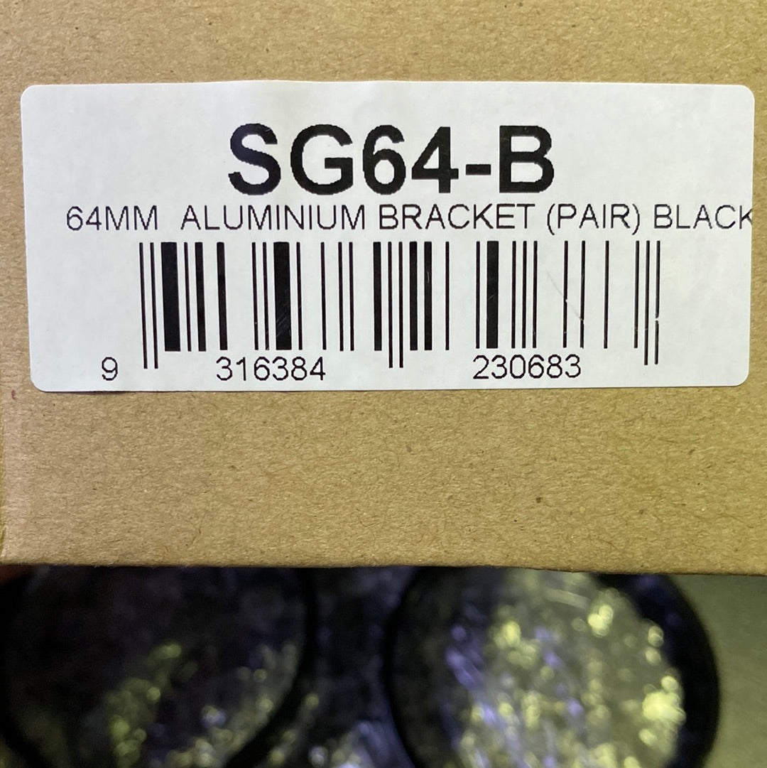 Hansa SG64B Black Aluminium Mounting Brackets, 64 mm, Pair