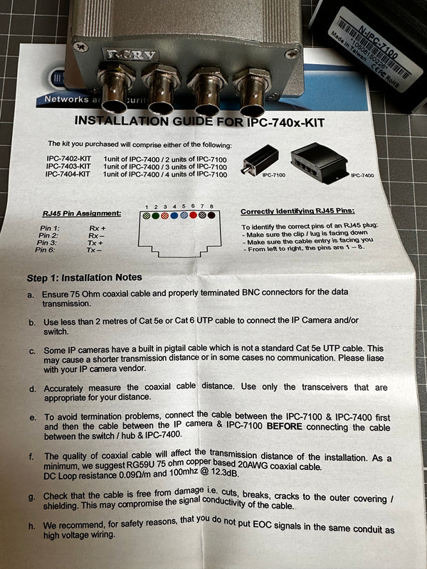 EQL 4 Port IP Over Coax Converter IPC-740x-KIT  (IPC-7404-kit)