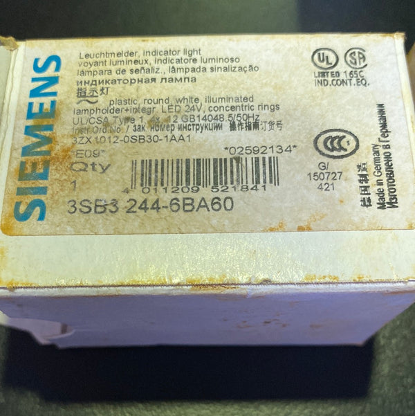 SIEMENS 3SB3 244-6BA60 22MM PLASTIC ROUND COMPLETE UNIT COMBINATION Indicator Light