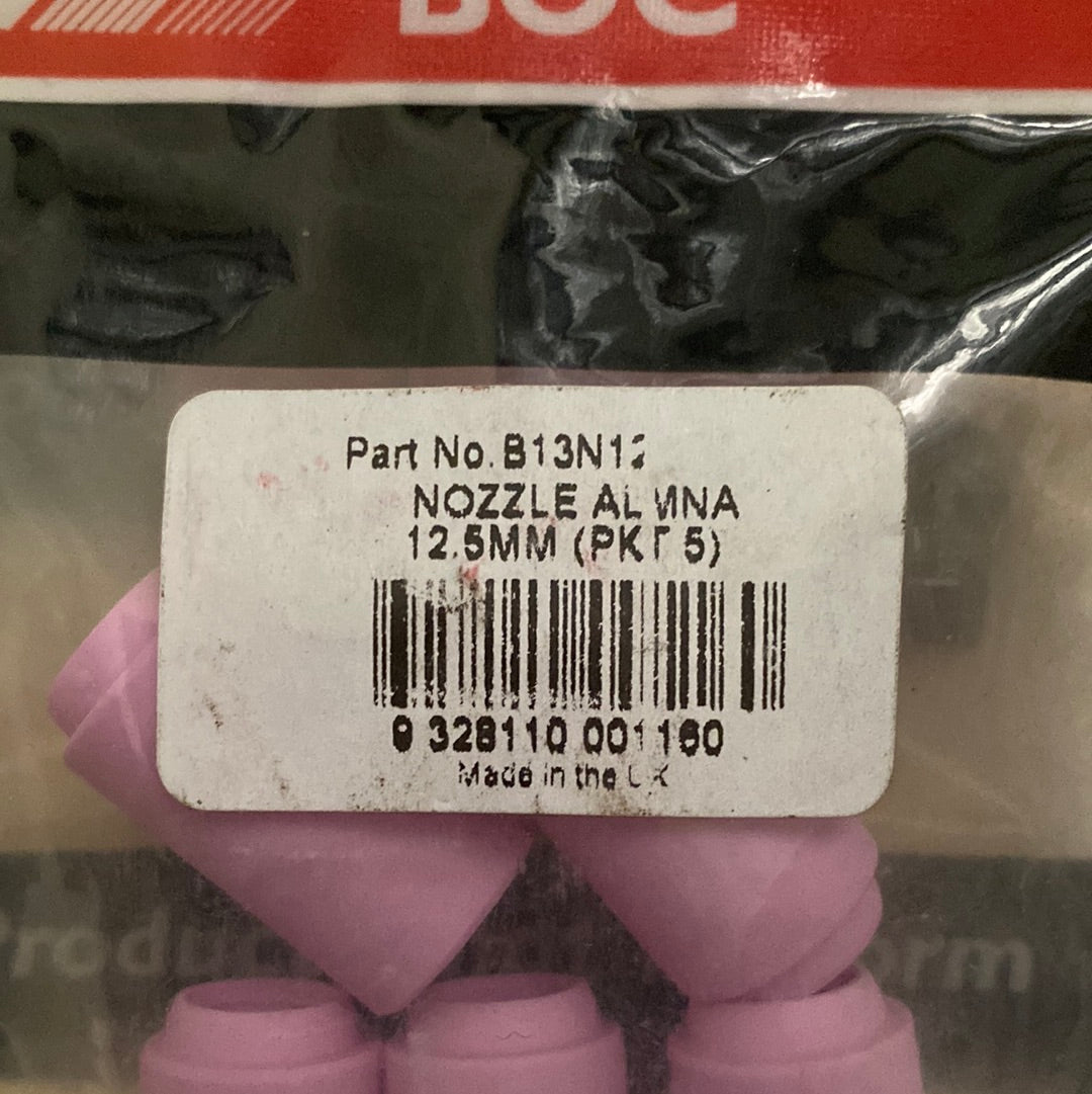 BOC B13N12 Ceramic TIG Gas Nozzles, 12.5 mm — Pack of 5