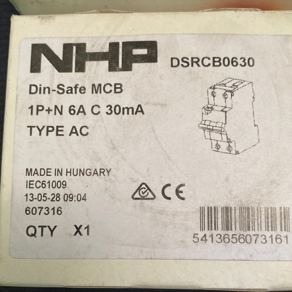 NHP DSRCB0630 Circuit Breaker MCB/RCD 10kA 6A 30mA