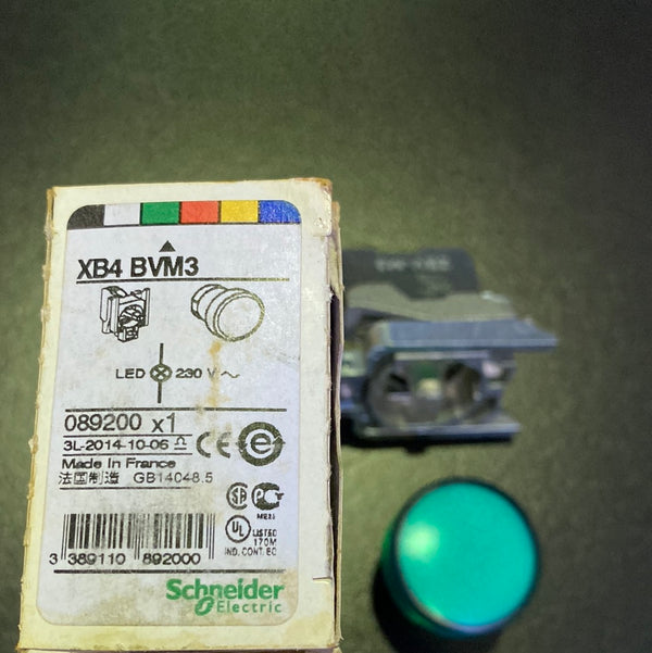 Schneider Electric XB4BVM3 Pilot light, 230-240 VAC (Green)