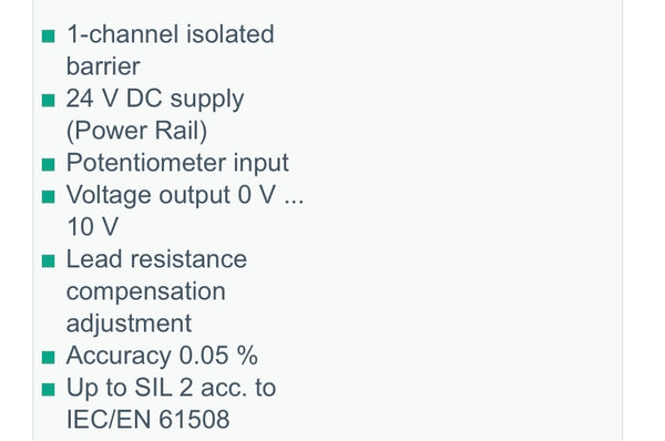 PEPPERL + FUCHS KFD2-PT2-Ex1 POTENTIOMETER AMPLIFIER / CONVERTER