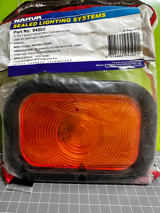 NARVA 94502 12 Volt Sealed Rear Direction Indicator Lamp Kit (Amber) with Vinyl Grommet