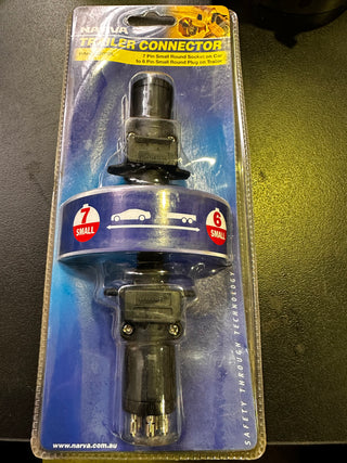 NARVA 82205BL 7 Pin Small Round Socket on Car to 6 Pin Small Round Plug on Trailer