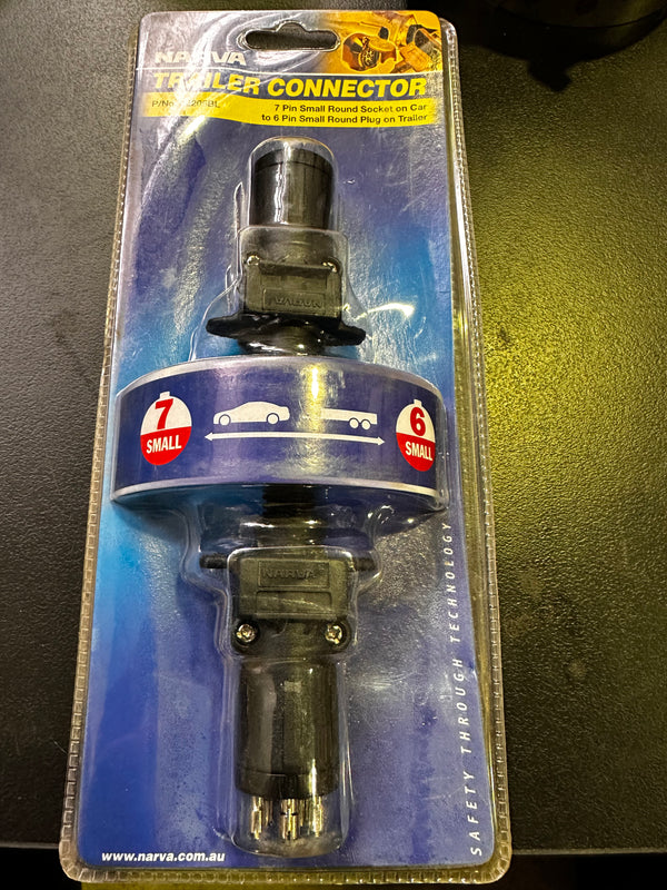 NARVA 82205BL 7 Pin Small Round Socket on Car to 6 Pin Small Round Plug on Trailer