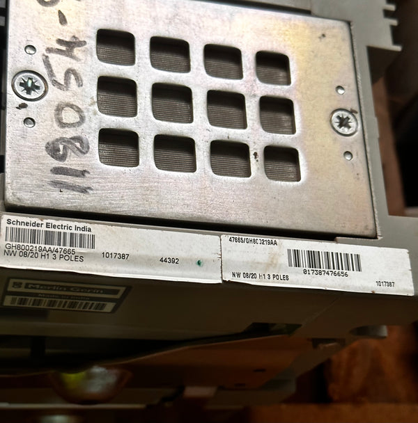 Schneider NW08H1 Circuit Breaker Frame 800A, 65kA/440VAC 3 Pole