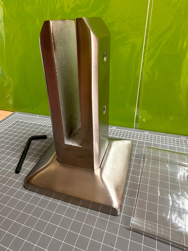 S/S Square Base Mount Spigot for Frameless Glass