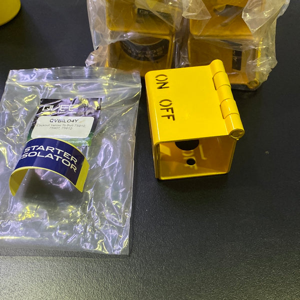 QVEE QVBILO4Y Battery Isolator Lockout Bracket - Yellow, Heavy Duty