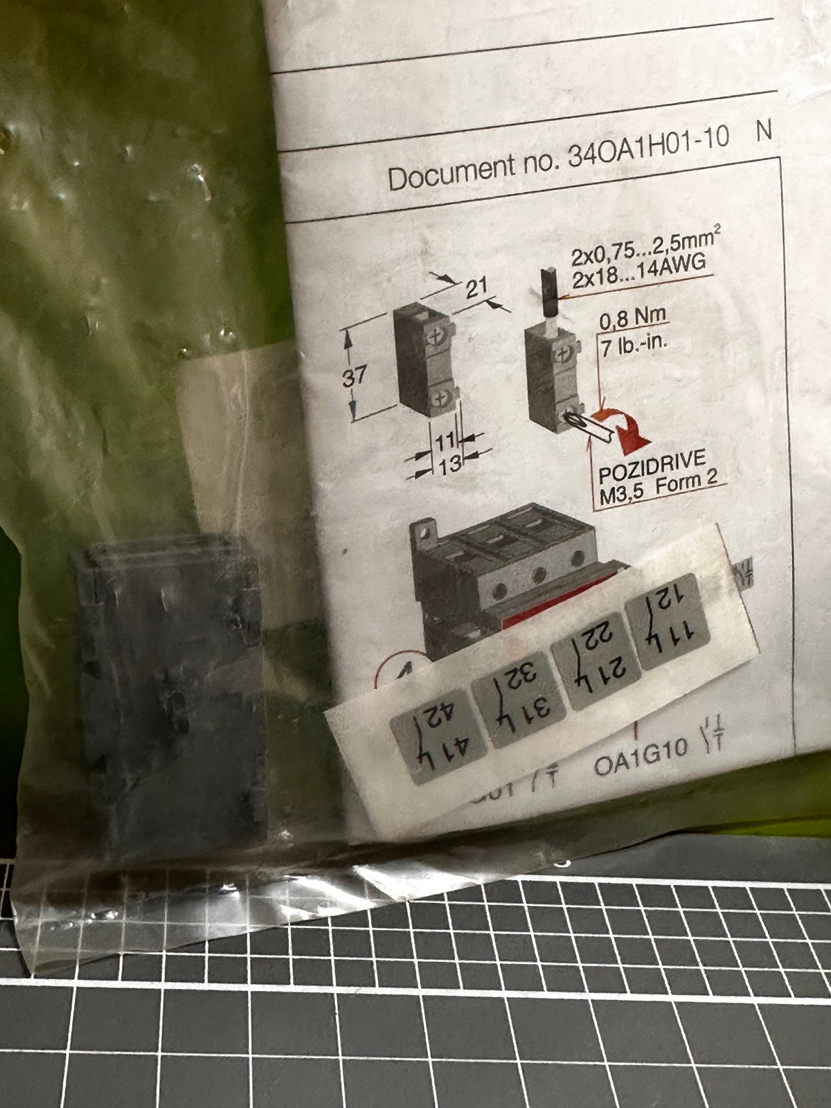 ABB OA1G01 AUX Contact 1SCA022353R4890 1 Contact, 1NC, Snap-On