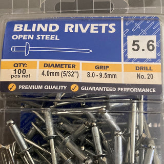 BREMICK 5.6 OPEN STEEL BLIND RIVETS