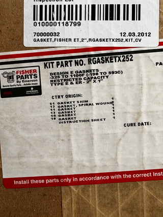 Fisher Emerson RGASKETX252 Gasket Set