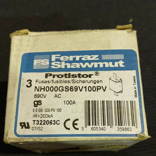 Ferraz Shawmut 100A NH000GS69V100PV Protistor T322063 - Box containing 3
