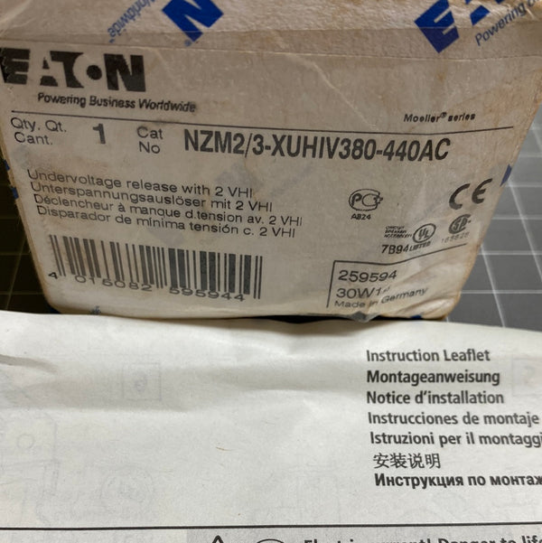 Eaton 380-440 AC NZM2/3-XUHIV Undervoltage Release Circuit Trip with VHI