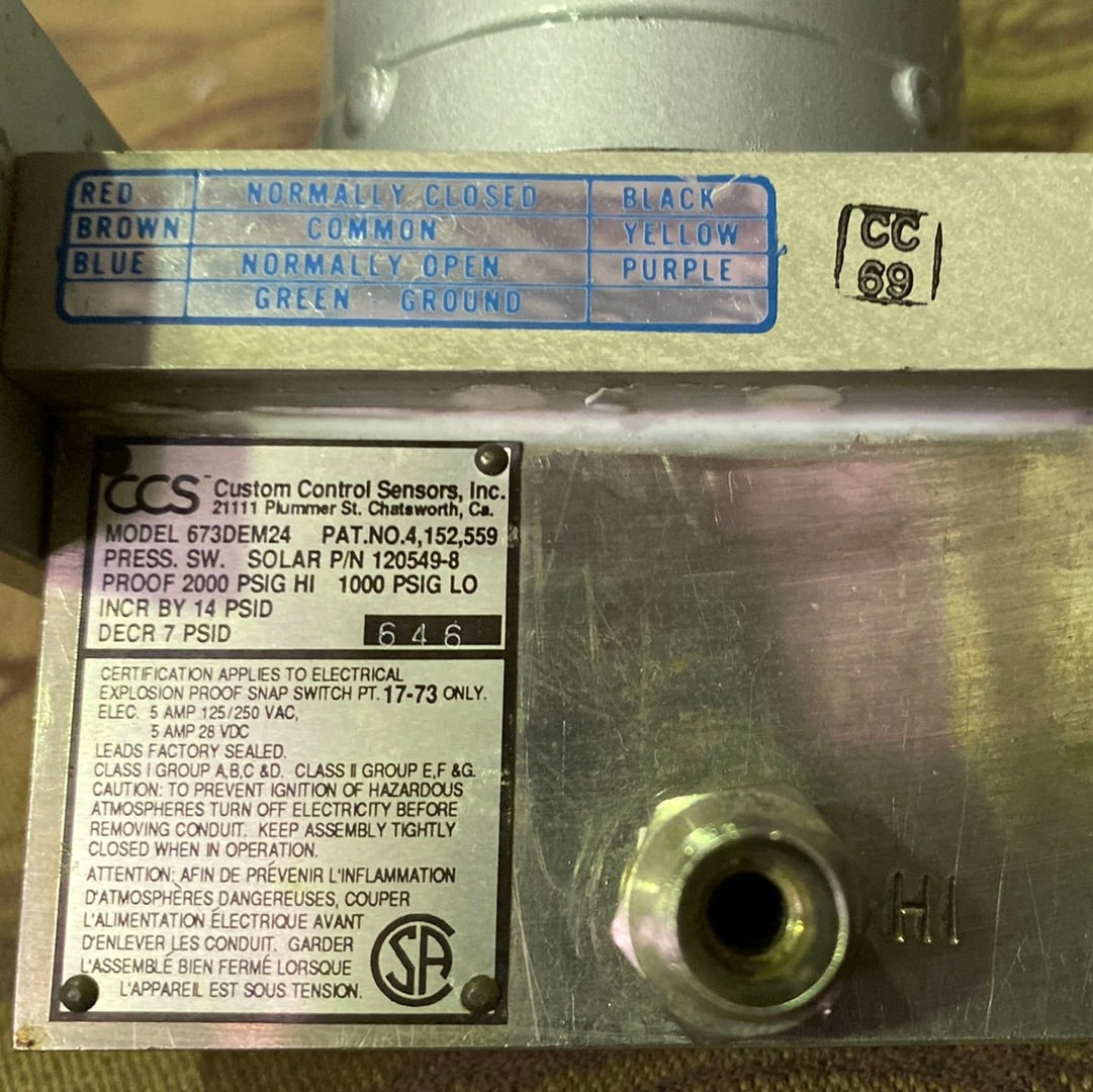 CCS 673DE M24 Hazardous Area Adjustable Pressure Switch