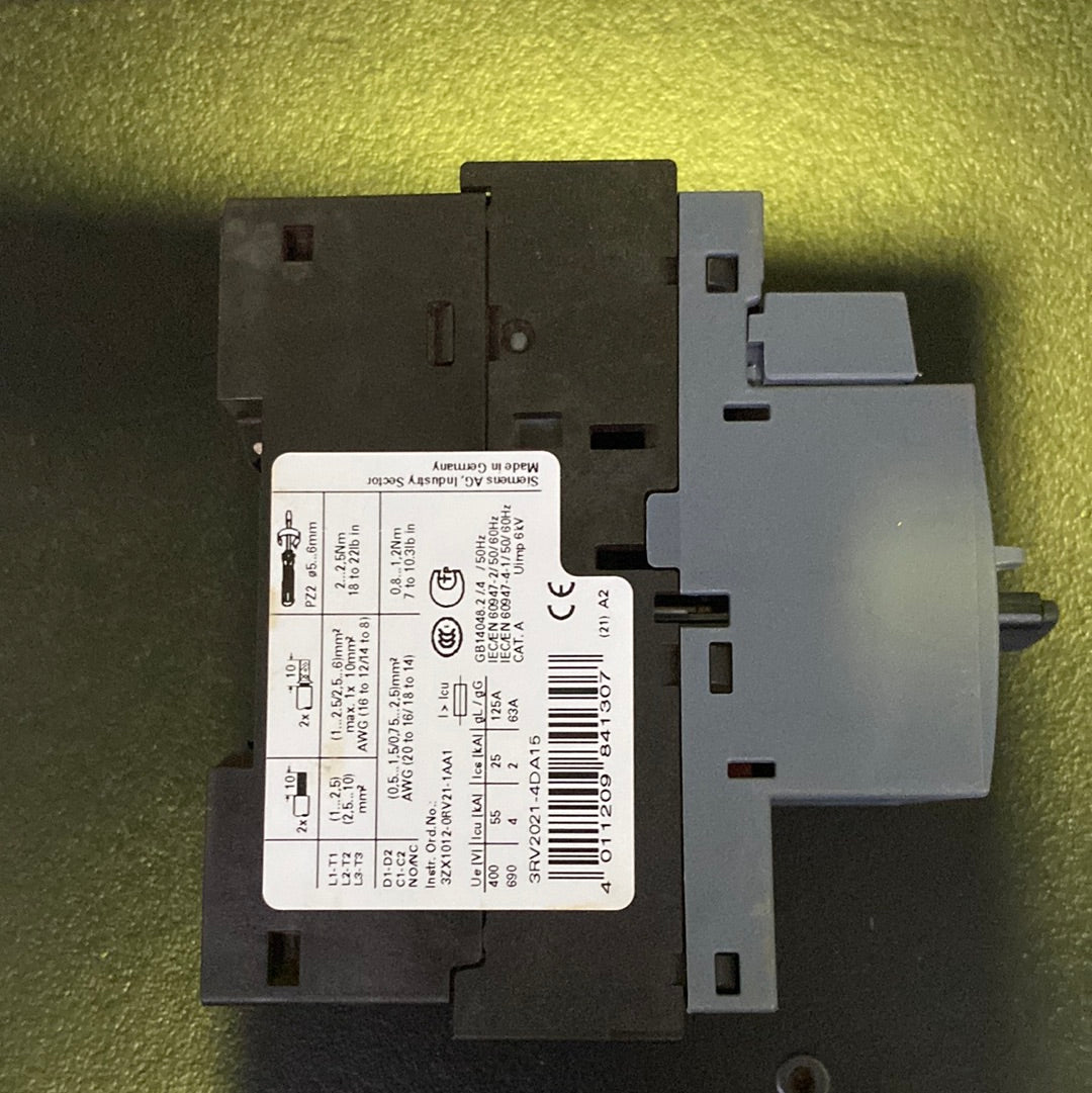 Siemens 3RV2021-4DA15 Circuit Breaker Size S0 For Motor Protection