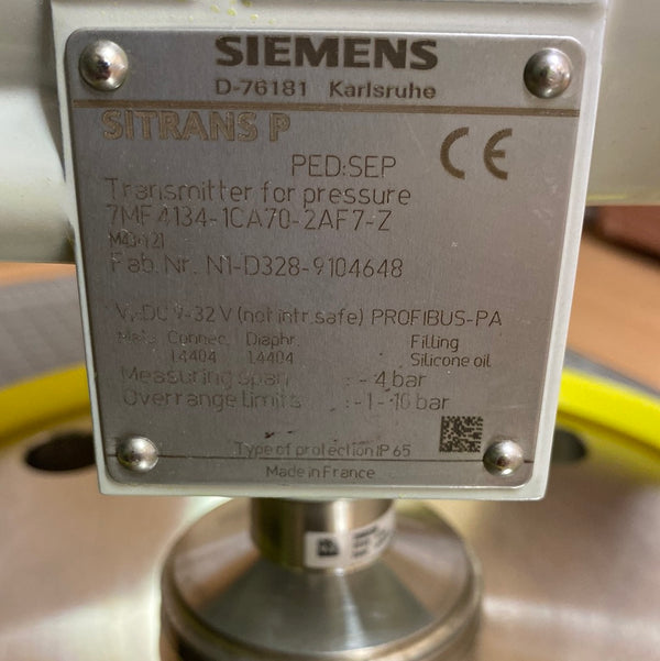 SIEMENS SITRANS DS III PROFIBUS SERIES 7MF4134-1CA70-ZAF7-Z