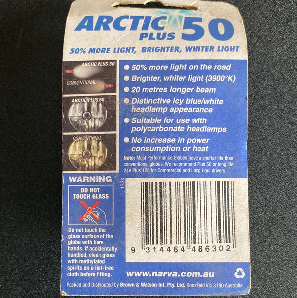 Narva 48630BL 12V H1 55W P14.5s Arctic Plus 50 Globes