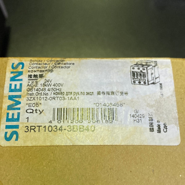 SIEMENS SIRIUS 3RT1034-3BB40 Power Contactor