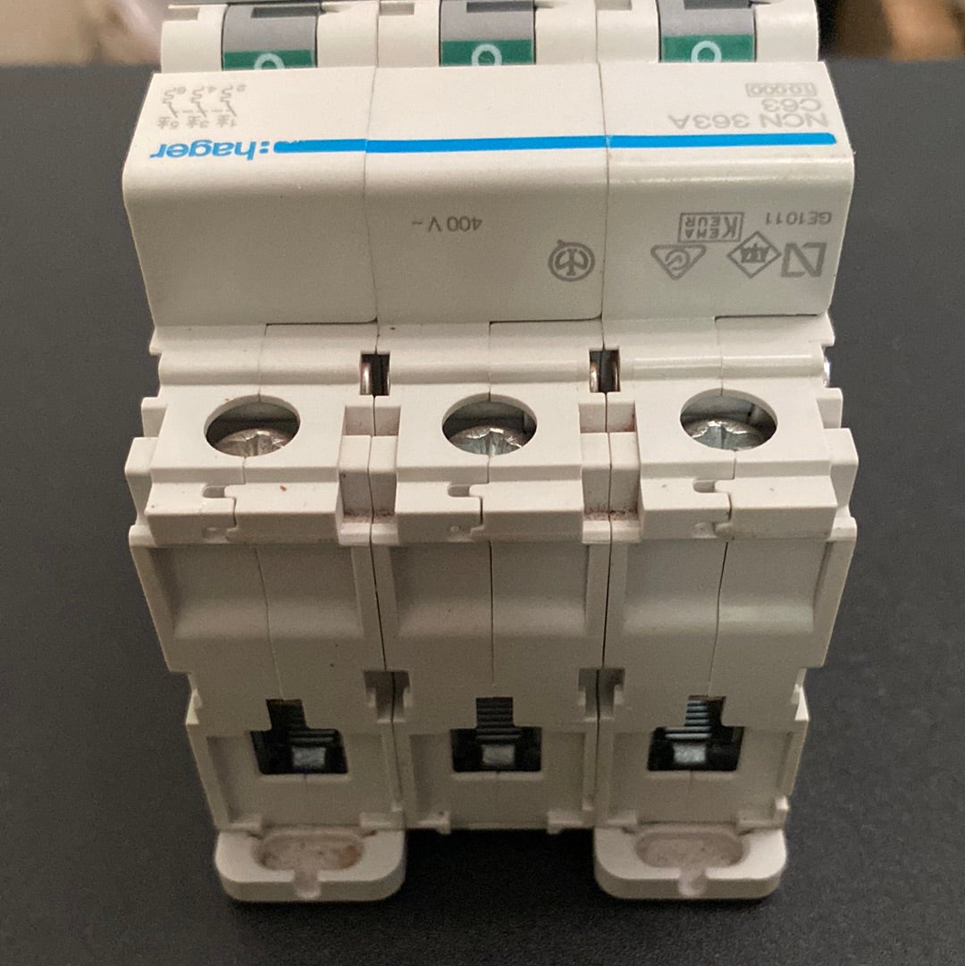 Hager NCN363A C-63A 3 Pole Miniature Circuit Breaker