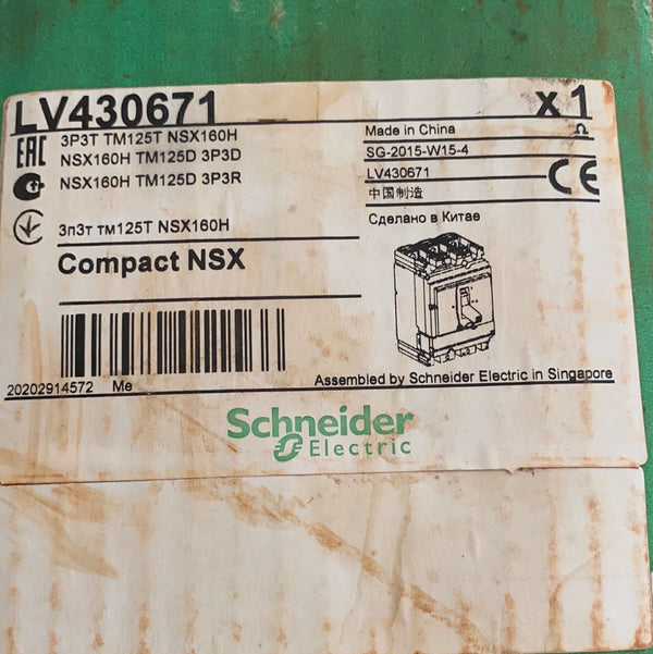 Schneider LV430671 Compact NSX160H Circuit Breaker, TMD Trip Unit 125A