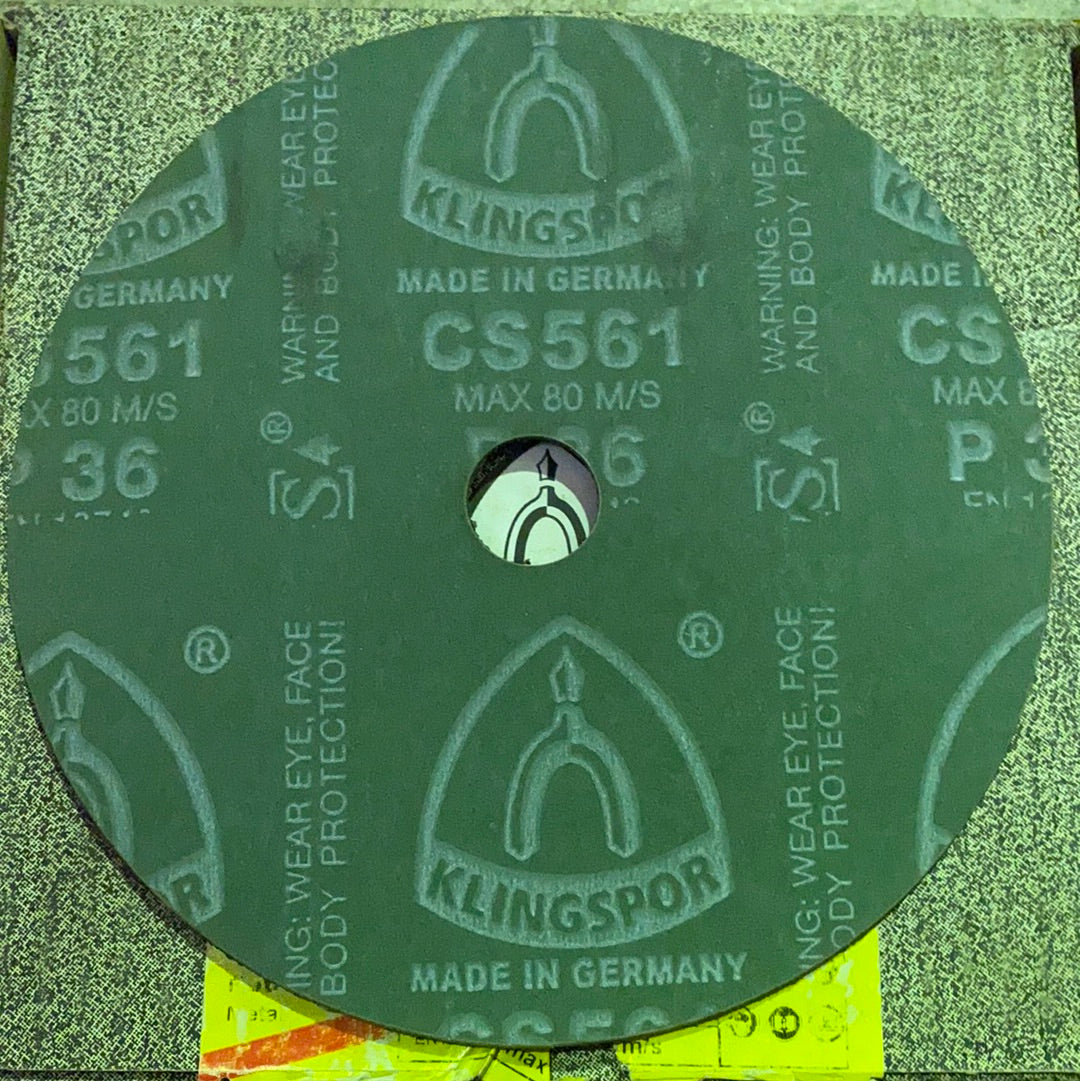 Klingspor 66459 CS561 Fibre Discs – 180 x 22mm, Grit 36, Pack of 25