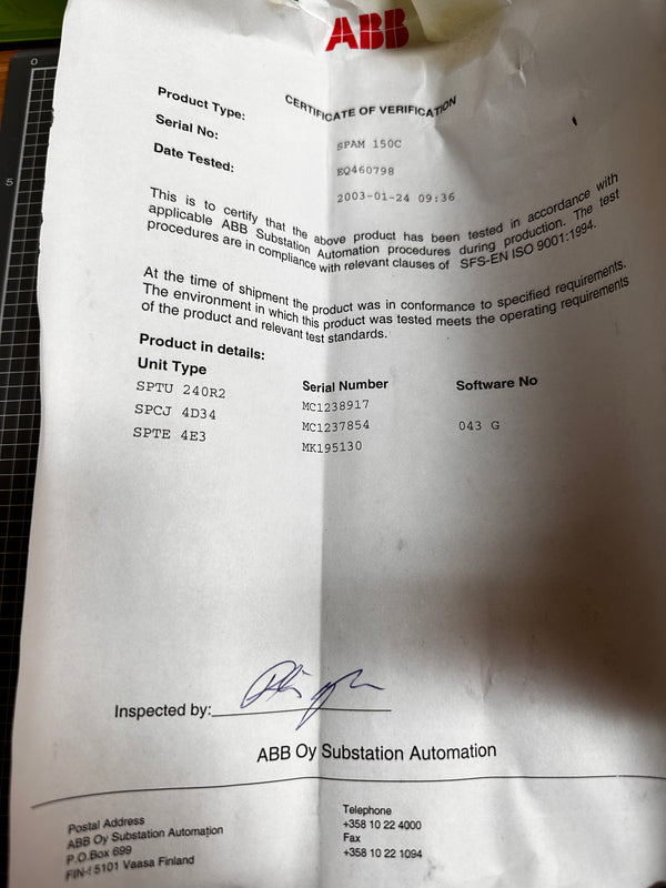 ABB SPAM 150C Motor Protection Relay