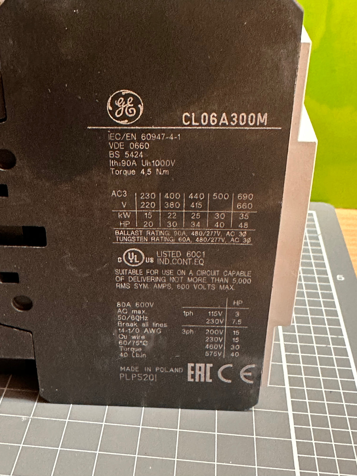 GE CL06A311M7 3-Pole Contactor - 240V AC Coil